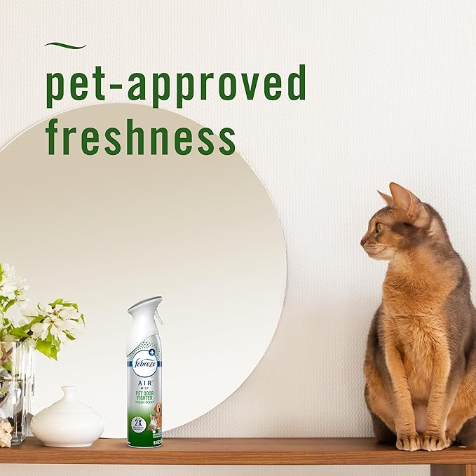 Febreze Air Mist Air Freshener Spray, Odor-Fighting Room Spray, Air Fresheners for Home and Bathroom and Kitchen, Aerosol Can, HD Pet Odor Fighter Scent, 8.8oz (Pack of 3)