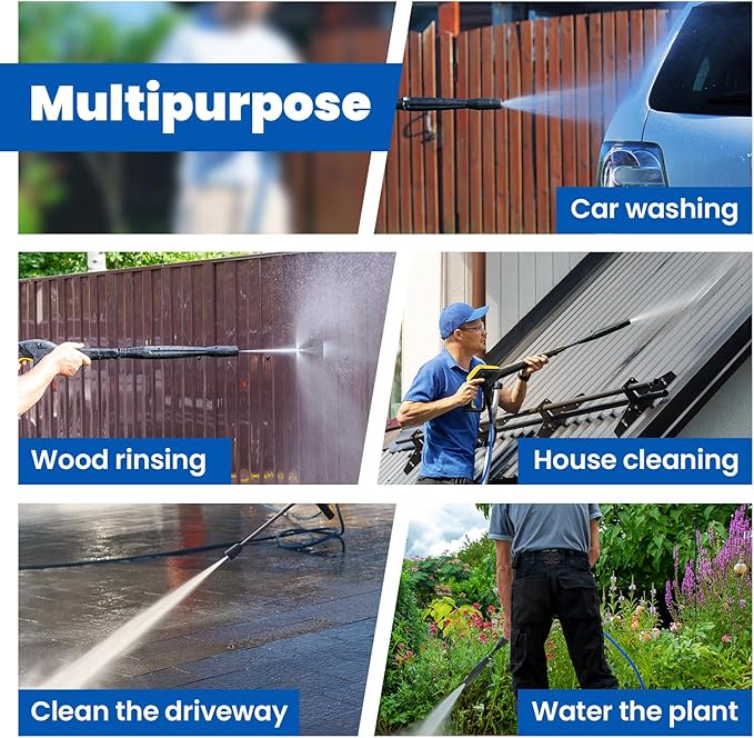 Twinkle Star Super Flexible Pressure Washer Hose 50ft, 5800 PSI Kink Resistant Power Washer Hose 1/4 in., Replacement Power Wash Hose with Stainless Steel M22 and 3/8" Quick Connection Kit