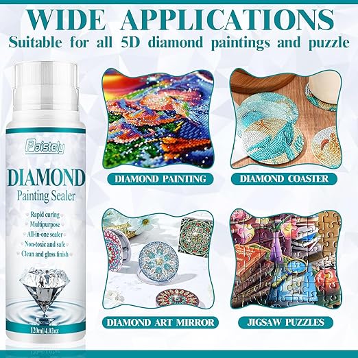 Diamond Painting Sealer & Glue, Clear, Permanent Fixation & Shining Effect, Art Glue for 5D Diamond Painting, Puzzles & DIY Crafts (120ml*2)