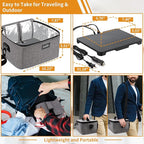 Aotto Portable Oven, Electric Lunch Box Food Heater - 12V/24V/110V 3-in-1 Car Food Warmer - Heated Lunch Box for Adults - Cook, Reheat & Keep Meals Warm for Car, Truck, Travel, Work, Home - Grey