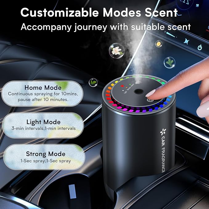 Smart Car Air Freshener, New Ultrasonic Car Diffuser, Star Projector & RGB Voice-Activated, 5S Full Odor Clean, 3 Mode & Auto On/Off, 50ML Refillable Scent Long Lasting Up to 135 Days - Ocean