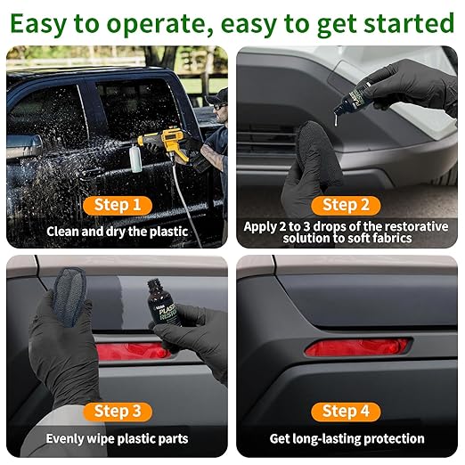 Plastic Restorer for Cars, Black Trim Restorer Car Plastic Restorers Black Crystal Coating for Automotive Parts Vehicles Interior Scratch Remover Shiny Car Stuff,30ML