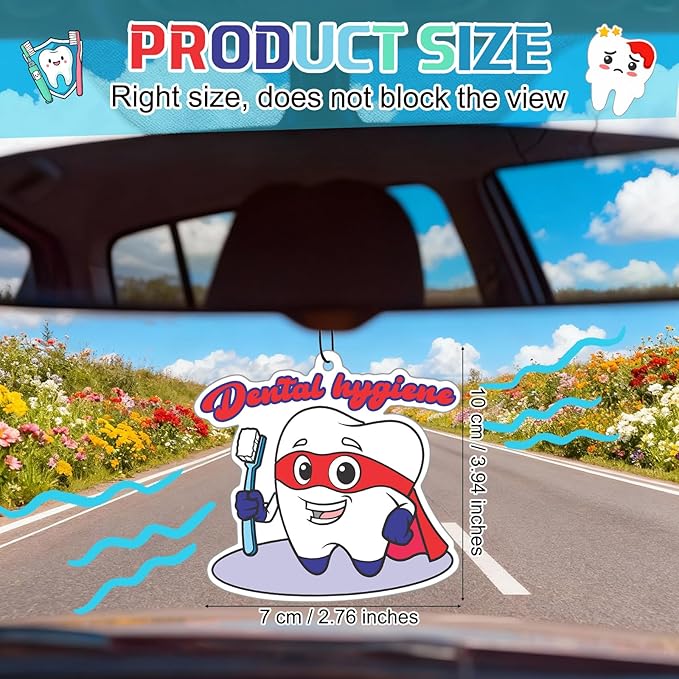 24 Pcs Dental Hygienist Gifts for Hygiene Week Funny Air Freshener Car Scented Hanging Tooth Decor for Doctor Nurse Medical Staffs Dentists Assistants Student Teacher Appreciation Gifts