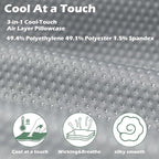 Cooling Camping Pillow, Memory Foam Travel Pillow with Adjustable Buckle Strap & Storage Bag, Compact Small Pillow for Airplane, Car Lumbar, Office, Washable Cooling Cover, Quarry Grey