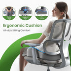 A-Pce Ergonomic Seat Cushion -Large Memory Foam Cushion for Office Chair- Sciatica & Lower Back & Coccyx Pain Relief - Car Seat Cushions for Driving Seat Cushion, Grey