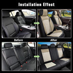 Car Seat Covers Full Set for Nissan Rogue Sport 2017-2022 - Breathable Cooling Ice Silk Leather Seat Covers - 5 Seats Vehicle Seat Cushion Protector Auto Accessories (Black&Beige)