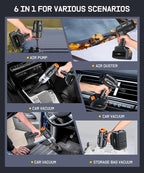 Car Vacuum Portable Cordless, 35000PA High Power Suction & Blower, Wireless Handheld Vacuum Cleaner for Car, Home, Office, Pet(Abyssal Black)