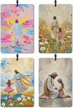 Jesus Christian Car Air Freshener 4 Pcs, Jesus and Girl Dancing Bible Verse Religious Air Freshener Hanging for Cars Books Closet Drawer, Christian Girly Car Accessories for Women Girls