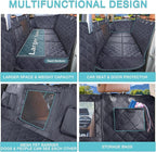 Back Seat Extender for Dogs + 2 Dog Seat Belts, Waterproof Heavy Duty Hard Bottom Car Seat Cover for Dogs with Door Protector Cover & Mesh Window | Dog Hammock for Car Pet Seat Protector for Car/Suv