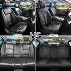 Car Seat Covers Full Set Fit for Toyota RAV4 2001-2026, Premium Faux Leather Car Seat Protector, Breathable, Anti-Slip, Comfortable & Durable (Black&White,Full Set)