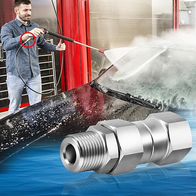 3/8 NPT Pressure Washer Swivel Fitting, Anti Twist 3/8 Male to Female Stainless Steel Connector Joint, 360 Degree Kink Free Swivel Fitting For Pressure Washer Gun, Hose(3/8 NPT Male to Female-2Pcs)