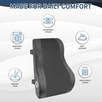 Samsonite Ergonomic Lumbar Support Pillow for Office Chair and Car Seat - Memory Foam Back Support Lumbar Pillow, Premium Cushion Chair Support for Lower Back Pain Relief and Versatile Use (Gray)