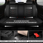 otoez Car Seat Covers Full Set, 5 Seats Leather Seat Cover for Car, Black Automotive Front and Back Seat Cushion Protector Waterproof and Non-Slip for Most Sedens Trucks SUVs, Black