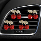 4Pcs Cherry Car Air Vent Freshener Perfume Clip, Rhinestone Air Outlet Fragrance Perfume Clip Freshener, Car Decor（Cherry Flavour）