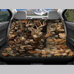 KEIAHUAN Car Seat Covers for Front and Rear Seat Full Set of 4 Pcs Camo Deer Hunting Design Front Saddle Blanket Rear Split Bench Protection Cover Automotive Interior Accessories