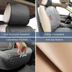 2 Pack Ventilated Cooling Car Seat Covers for Summer, 3D Air Mesh Breathable Leather Front Seat Protectors with Storage Pocket, Universal Fit Non-Slip Seat Cushion for Car Truck SUV(Black)