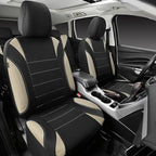 CAR PASS Waterproof Car Seat Covers Full Sets, Universal Fit Seat Covers for Cars, EVA Neoprene Seat Cover Set Full Sets, Interior Covers for Auto SUV,Vans,sedans, Trucks,(Black and Beige)