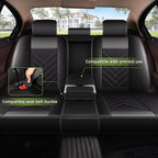 AOMSAZTO Car Seat Covers Fit for Hyundai Equus 2011-2016 Full Set Premium Seat Covers Waterproof Leather Automotive Seat Cushion Protector Compatible with Airbag(5 Seats,Black&Grey)