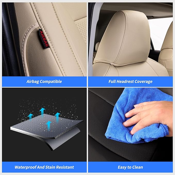 coverdream 2026 Rav4 Seat Covers Custom Fit for 2026 Toyota Rav4 Hybrid (LE,XLE Premium) SUV,Full Set Luxury Waterproof Leather Car Seat Protector