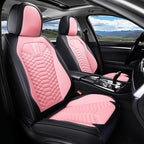 Coverado Car Seat Covers, Front Seat Cover, Waterproof Nappa Leather Seat Covers for Cars, 2 Pack Car Seat Protectors, Car Seat Cushion, Automotive Seat Covers Universal Fit for Most Cars (Black&Pink)