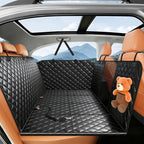 Dog Car Seat Cover for Back Seat, Hard Bottom Back Seat Extender for Dogs, Dog Hammock for Car SUV and Trucks - Waterproof, Anti Scratch，Easy to Clean, Supports 400lbs