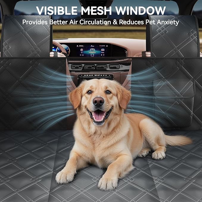Back Seat Extender for Dogs – Waterproof Dog Seat Cover for Back Seat with Door Protection, Easy to Use and Clean, Hard Bottom, Holds 420 lbs Dog Hammock for Cars, SUVs & Small-Size Trucks