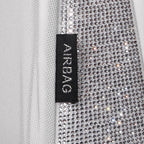CAR PASS All White Bling Diamond Leather Car Seat Covers Full Sets,Waterproof Shining Glitter Sparkly Crystal Universal Fit for Automotive Truck SUV Cute Women Girl Airbag Compatable,Sliver Rhinestone