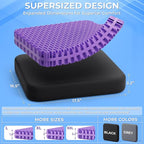 TushGuard Gel Seat Cushion for Long Sitting, Enlarged & Thickened Patent Design, Breathable Cooling for Office Chair, Soft Car Seat Cushion for Wheelchair (2.2" Thick, Black)