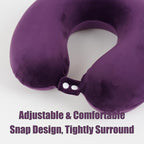 Sexysamba Pure Memory Foam Travel Pillow Set for Adults - Comfortable & Removable Machine Washable Cover, Neck Support Pillow Airplane Travel Kit with Eye Mask for Portable Plane Accessories - Purple