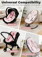 Infant Car Seat Insert with Extra Cushion for Preemie to Toddler, Reversible Newborn Carseat Insert for Baby Head Body Support, Fits for Stroller, Baby Swing, Bouncer - Dots, Pink