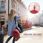 Fabuday Neck Pillows for Travel - Airplane Pillow for Long Flight with Attachable Snap Strap Washable Cover, Memory Foam Travel Rest Pillow for Airplanes, Plane, Neck Support for Adults Red
