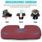 FORTEM Seat Cushion, Office Chair Cushion, Desk Chair Memory Foam, Sciatica Coccyx Tailbone Pain Relief, Pressure Relief, Sitting Pad, for Long Gaming & Sitting, Washable Cover, Non Slip