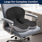 Seat Cushion, Office Chair Seat Cushions for Office Chair with L-Shaped Ergonomic Design, Memory Foam Chair Cushion for Long Sitting Office Worker(Black Gray)