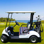 YOKYHOM American Flag Golf Cart Seat Covers for 2/4-Seater, Patriotic USA Seat Towel Blanket Keeps Seats Cool & Clean for Summer, Microfiber Fits EZGO, Club Car, Yamaha, 51"x31"