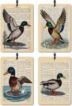 Vintage Mallard Duck Car Air Freshener 4 Pcs, Rustic Farmhouse Farm Animal Air Freshener Hanging for Cars Books Closet Drawer, Mallard Duck Lover Gifts Car Accessories for Women Men