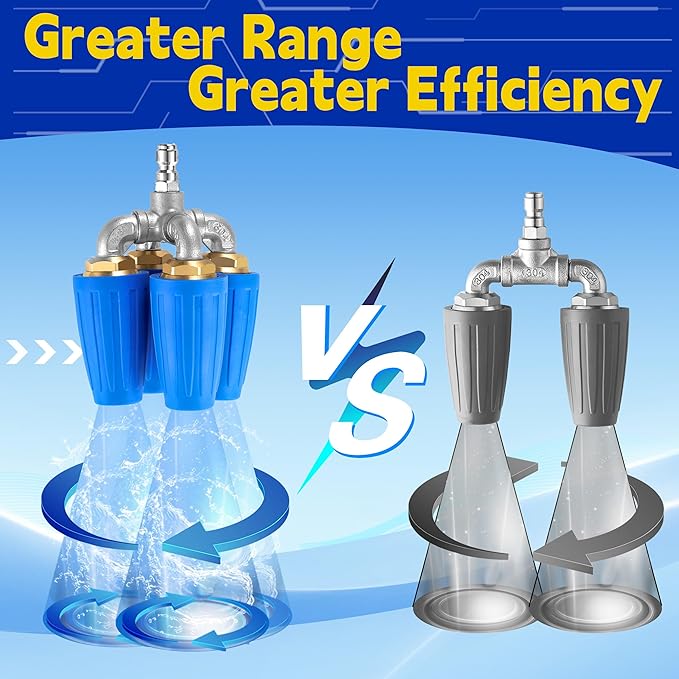 4-in-1 Turbo Nozzle Pressure Washer, Quadruple Turbo Nozzle for Power Washer, 360° Rotating Turbo Nozzle Tip with 1/4" Quick Connect, 2.0 Orifice, 4000 PSI, 4-6 GPM