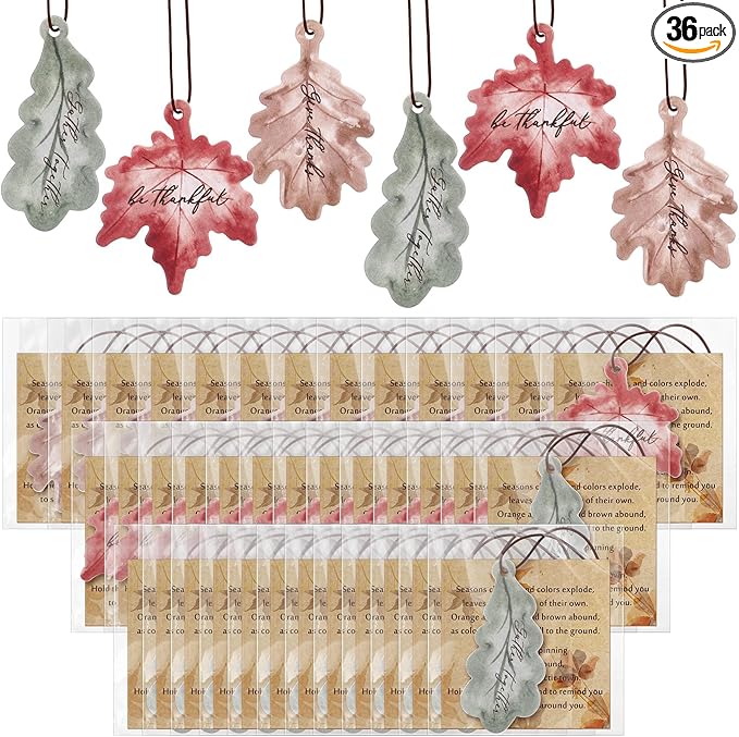 36 Sets Leaves Car Air Fresheners Bulk Maple Leaf Hanging Ornament Scented with Essential Oils Christmas Tree Decor for Men Women Coworkers Team Staff Office Car Party Supplies