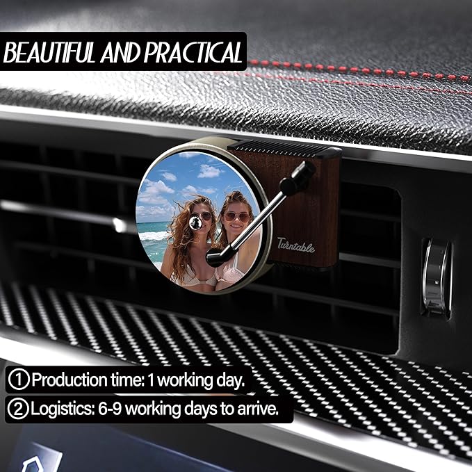 Personalized Customized Photo Car Air Freshener，Double Sided Customized Car Fresheners，Custom Air Fresheners With Picture for Boyfriend、Dad、Mom、Music Lovers.(6pcs beach)