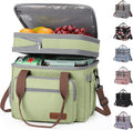 Maelstrom Lunch Box, 23L Insulated Lunch Bag, Expandable Double Deck Cooler Bag, Lightweight Leakproof Tote Bag With Side Tissue Pocket, Suit For Men and Women (C. Green)