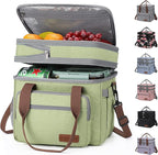 Maelstrom Lunch Box, 23L Insulated Lunch Bag, Expandable Double Deck Cooler Bag, Lightweight Leakproof Tote Bag With Side Tissue Pocket, Suit For Men and Women (C. Green)