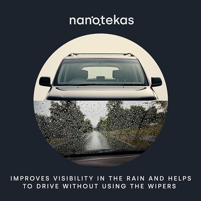 Nano Ceramic Coating for Cars' Windshield: Hydrophobic Glass Coating Spray Kit Provides Advanced Rain Visibility, Repels Dirt for Safer Driving. Professional Ceramic Coating for Cars