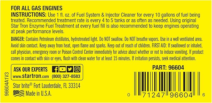 STAR BRITE 096604 Star Tron Fuel System and Injector Cleaner - 4 oz.
