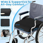 Wheelchair Seat Cushion for Pressure Relief, Cooling Gel Memory Foam Chair Cushion with Slope-Edge Design, Coccyx Support for Tailbone Pain, Non-Slip, for Wheelchairs, Office Chairs & Car Seats
