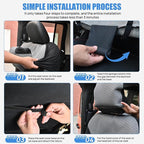 Nilight Car Seat Cover 2PCS Black Grey Breathable Mesh Interior Covers with Removable Headrest Airbag Compatible Universal for Cars Truck and SUV Front Seats