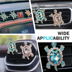 Turtle Car Accessories, Cute Turtle Air Fresheners Diffuser Vent Clip, Crystal Rhinestone Auto Air Conditioning Outlet Clip, Sea Turtles Car Decorative for Women (Blue, 2PCS)