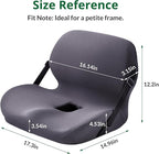 One-Piece Memory Foam Seat & Back Cushion - Lumbar Support, Adjustable Strap, Non-Slip Bottom - Breathable Removable Cover for Office Chair, Car, Truck (Grey)