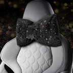 4 PCS Bling Car Pillows,Rhinestones Bowknot Car Headrest Pillow,Car Neck Pillow for Driver Relax Necksupport,Sleeping Travel Support Neck Pillow,Shiny Diamond Interior Accessories for Women,Black