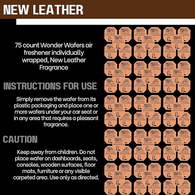 Wonder Wafers 75 count Air Fresheners Individually Wrapped, New Leather Fragrance