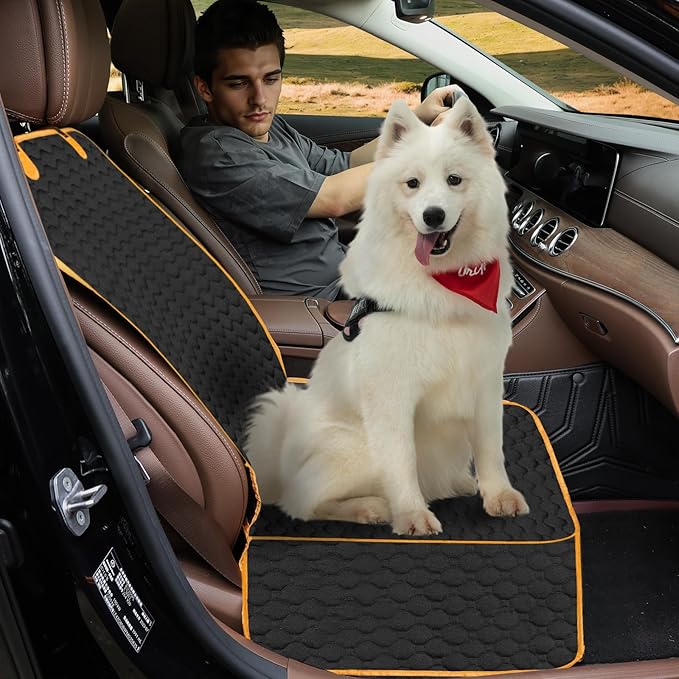 2 Pack Dog Front Seat Covers for Car,Pet Front Car Seat Cover,Scratch-Proof Pet Seat Cover for Car,Trucks,SUV,Front Seat Dog Cover（Black，45"X 21"，2pack）