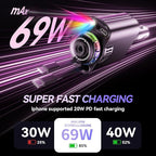 Retractable Car Charger with Aromatherapy and Starlight, 5 in 1 USB C Car Charger Adapter, 69W Fast Charging Cars Phone Chargers, Cars Air Freshener Compatible with iPhone 16 15 14 13 12 and Android